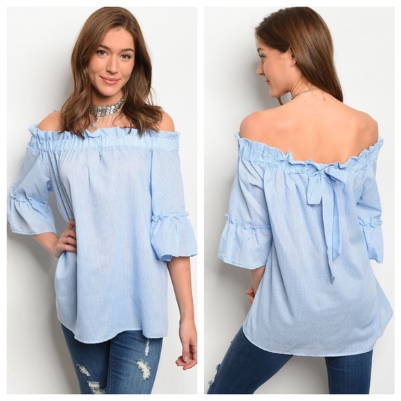 🌻1 LARGE🌻Poplin Off the Shoulder Top - Picture 8 of 8